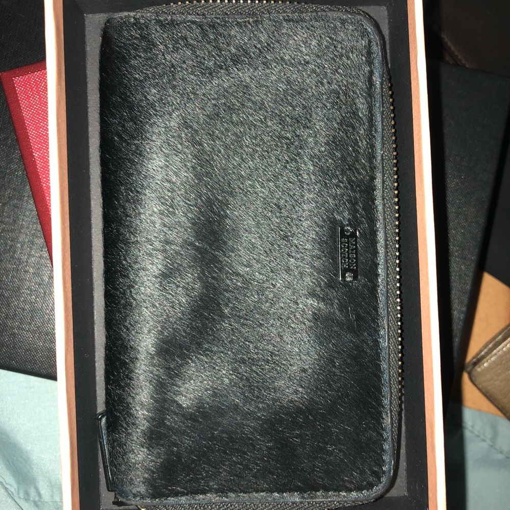 Black faux fur wallet